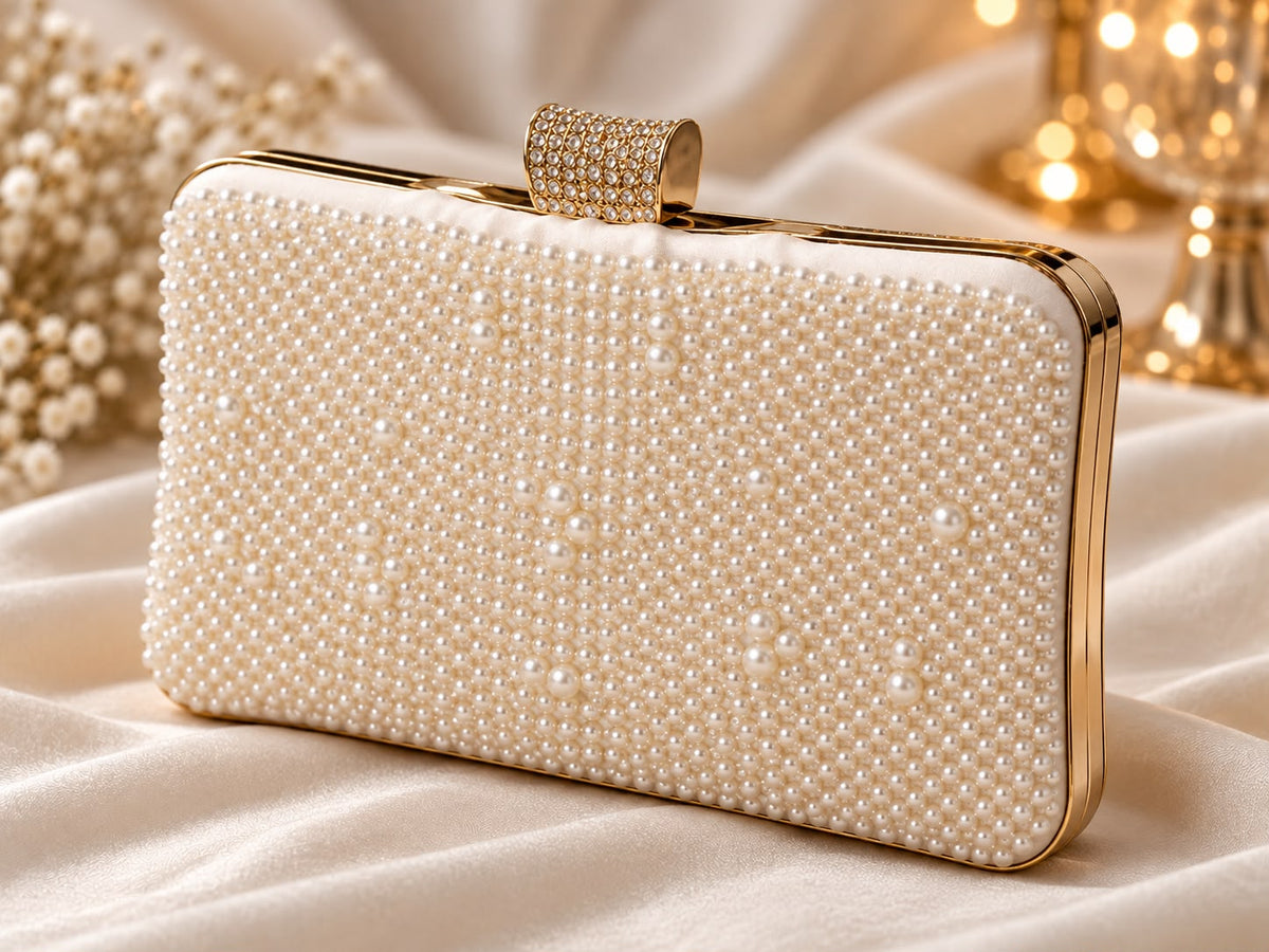 Luxury Pearl Clutch Bag for Women | Elegant Evening & Wedding Handbag