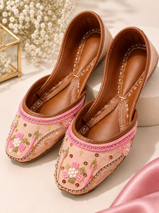 Pink Hand Embellished Jutti