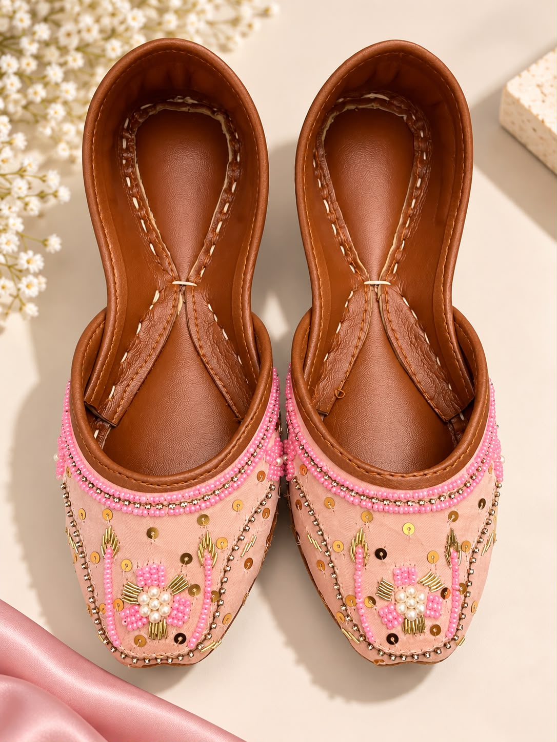 Pink Hand Embellished Jutti